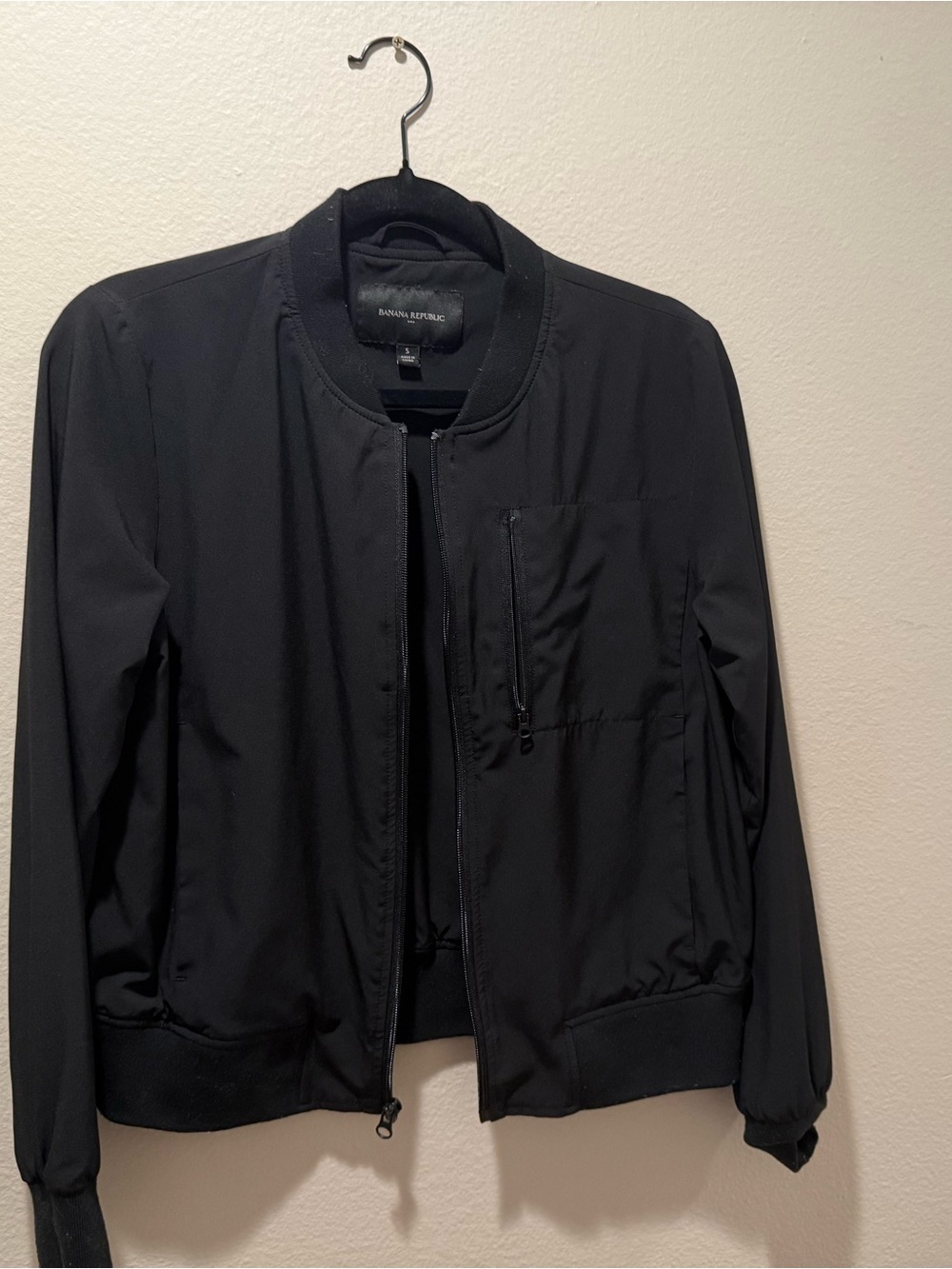 Banana Republic Black Zip-Front Bomber Jacket